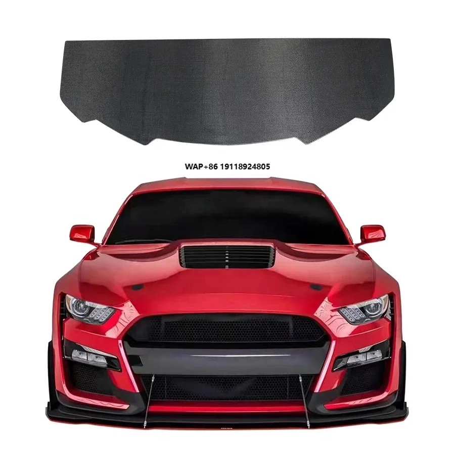 

2015-2023 for Mustang GT500 Carbon Fiber Front Lip Body Kit with Towing Hitch Cut-Outs Narrow Body Bumper Splitter Chin Bum