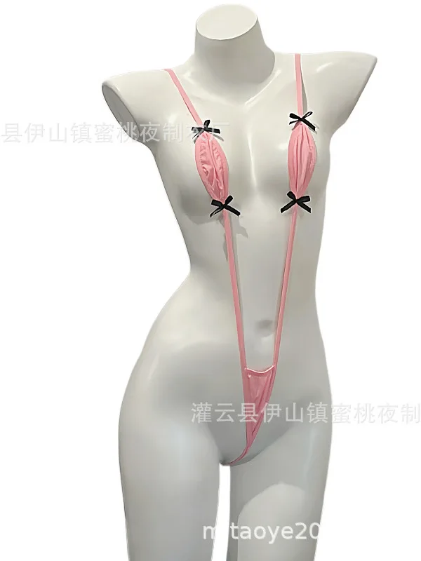 New Spring/Summer lingerie sexy three point lace up jumpsuit tight pure desire D3VT body suits Hollowing out Solid color C370