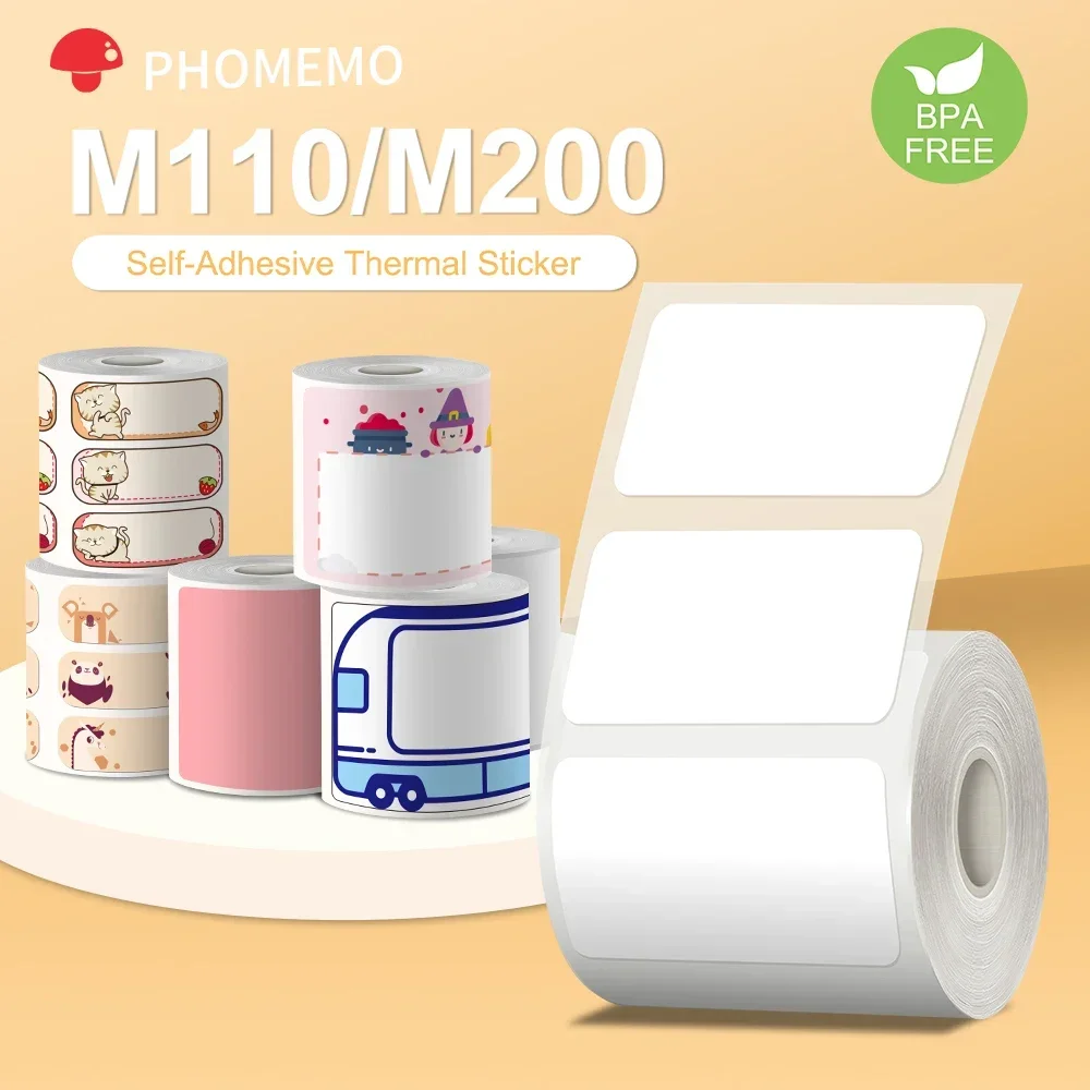 Phomemo Self-Adhesive Labels Paper for Phomemo M110 M220 Label Printer Waterproof Identification Tag Jewelry Tag Thermal Sticker