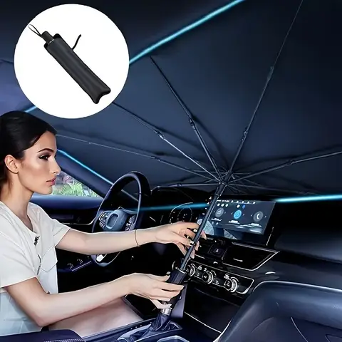 Car Windshield Sun Shade, Foldable Umbrella Sunshade/Cover for Most Cars Reflective Sunshade for Car Front Windshield