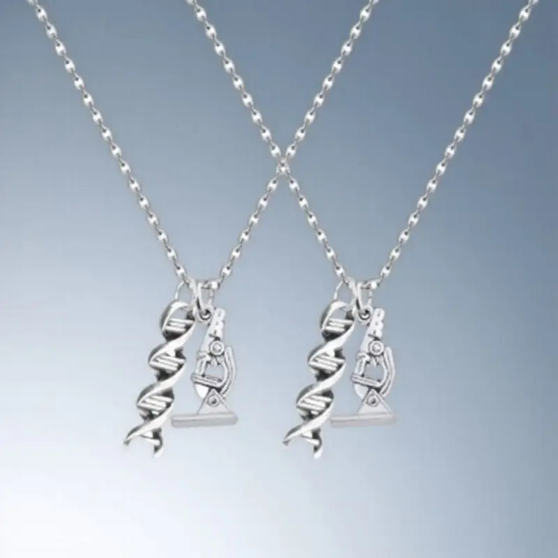 

2pcs Microscope Necklace Creative Alloy Jewelry Gift Funny Pendant Lightweight Durable Wear Resistant Fade Elegant