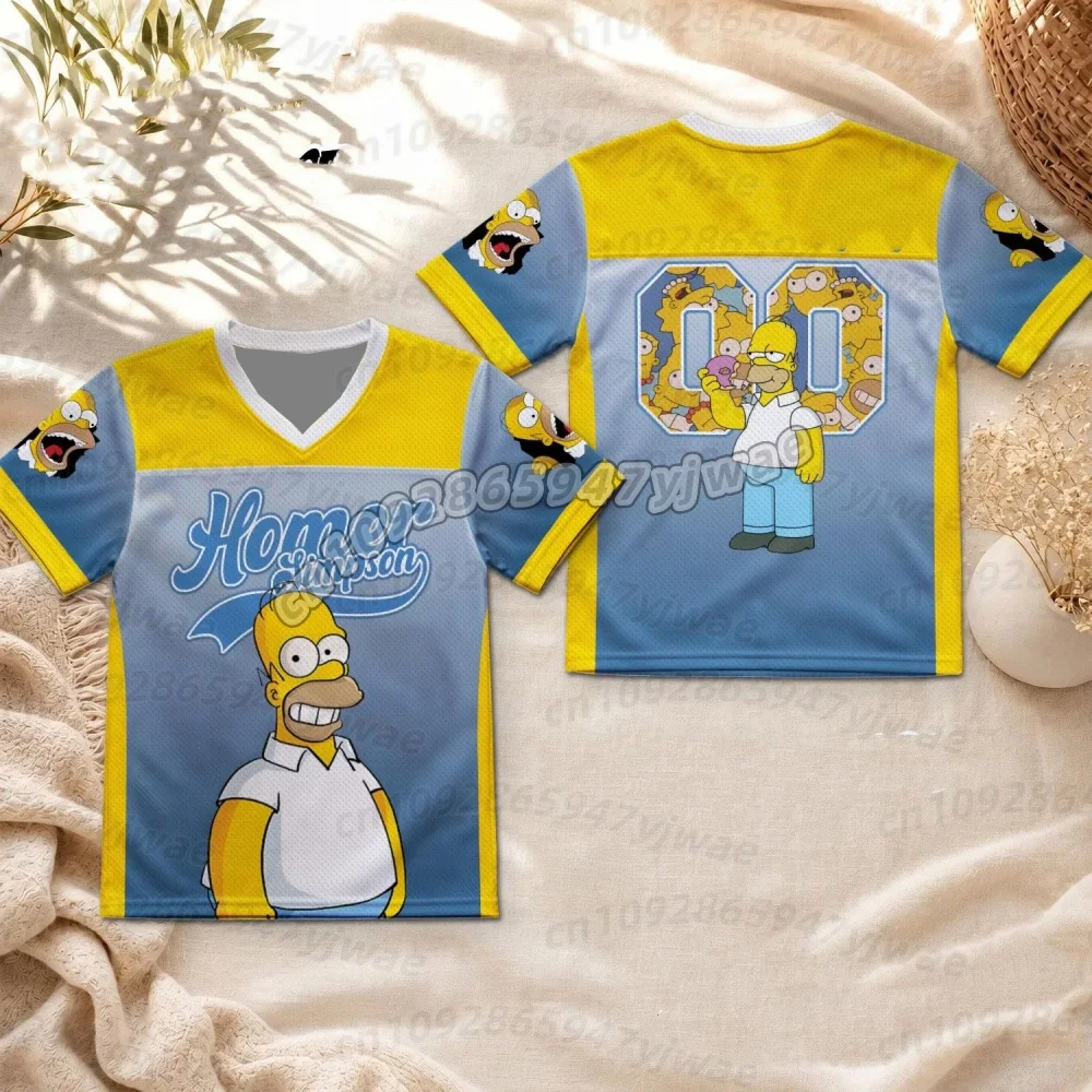 2026 Summer Men Women Short Sleeve V-Neck T-Shrit Cartoon Simpson Print Short Sleeve T Shirt Men Women Family Women T-Shirt