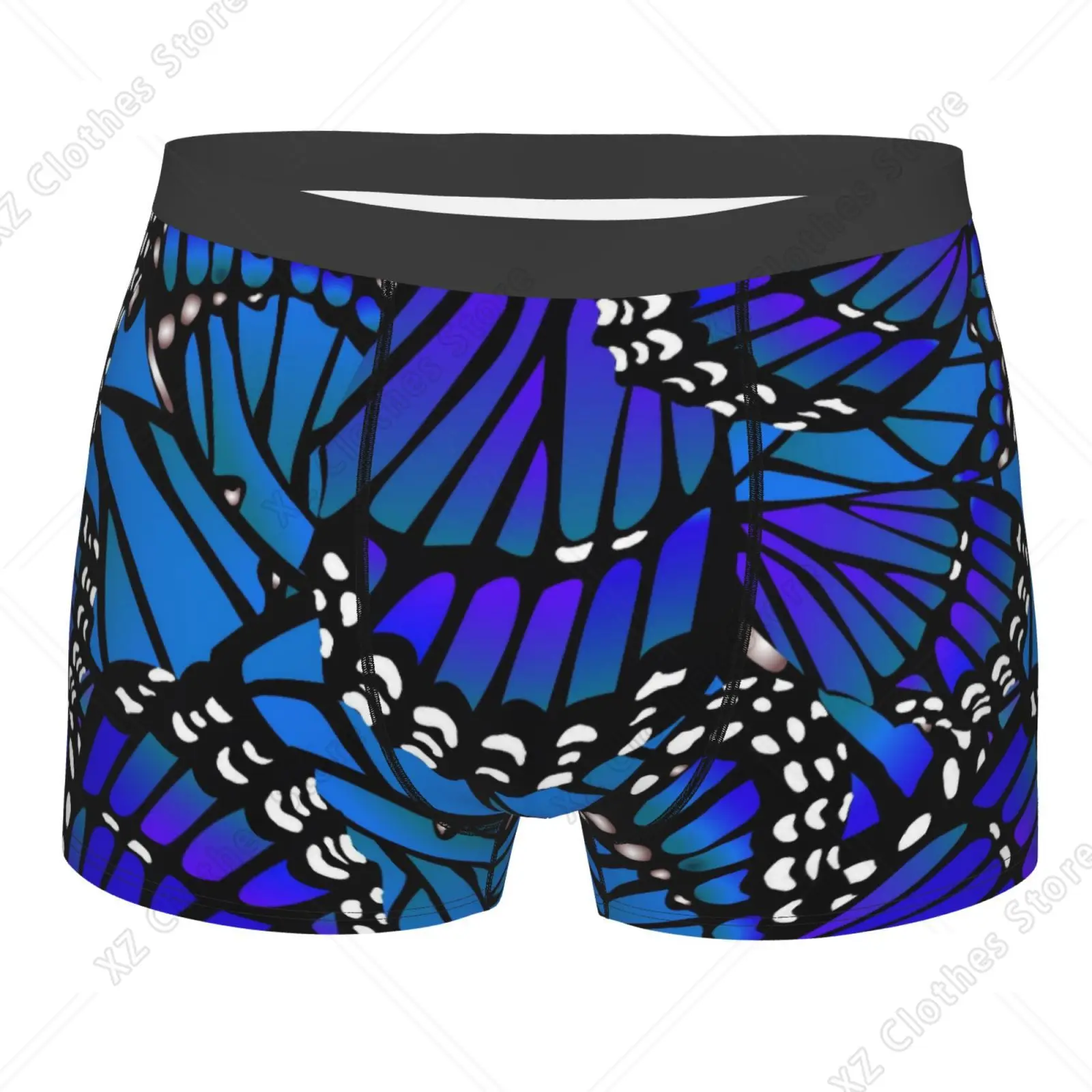 Blue Butterfly Pattern Print Men Underwear Boxers Men's Novelty Underpant Breathable Printed Male Underpants Man Boxer Briefs