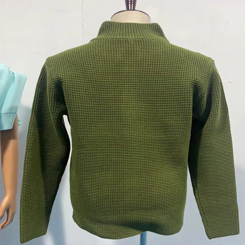 Pull rétro pour hommes, design militaire, cardigan vert, vêtements européens et jeunesse, automne 2023