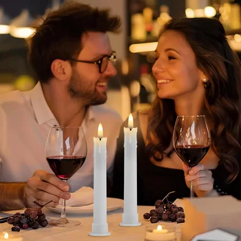 6 Pack Flameless LED Taper Candles Rechargeable Realistic Taper Flickering Electric 3D Wick LED Light Candle with Remote Control and Battery Operated Timer Led Candles for Home Decor Christmas Table 7