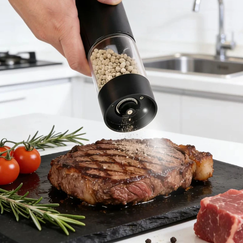 Quantitative Electric Salt and Pepper Grinder Rechargeable Adjustable Coarseness Large Capacity Auto Spice Grinders Kitchen Tool view 3