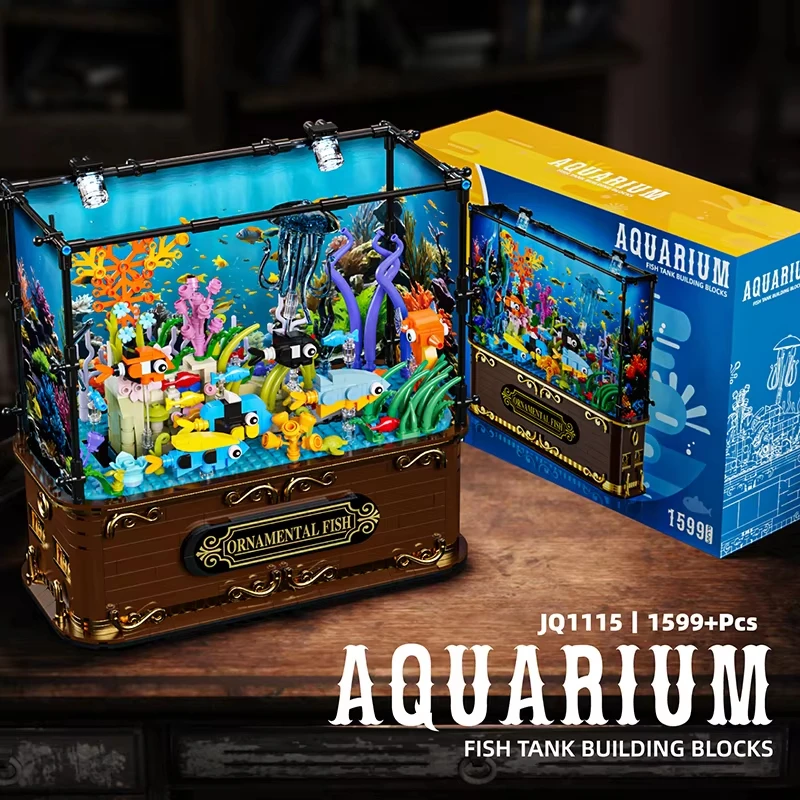 

Dream Aquarium Building Blocks Kit Toys, Motorized Jellyfish Clownfish with LED Lights, Adult Relax Gift For Kids