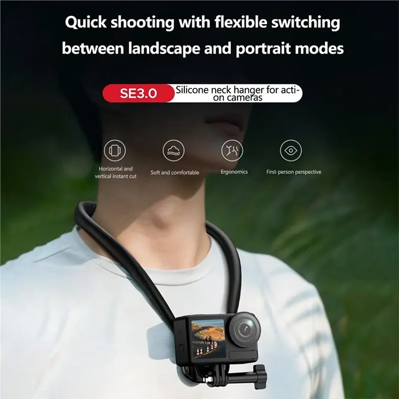 【MUST-HAVE】For DJI Poeket 3 Compatible Silicone Neck Holder- Chest Mount Action Camera Accessory