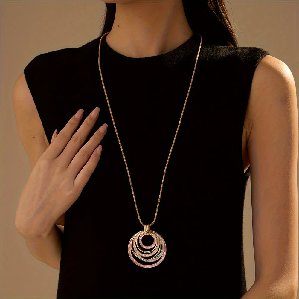 Emaille Hohlring Lange Anhänger Böhmischen Stil Frauen High-end-Charme Halsketten Schmuck Weihnachtsgeschenk – Detail 3