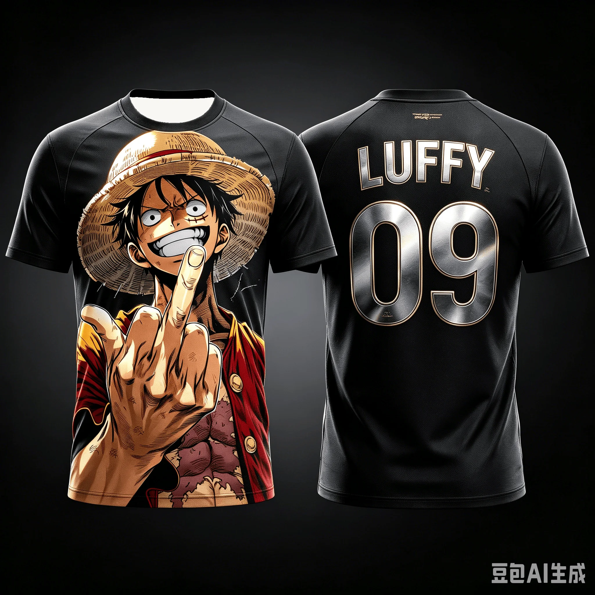 One Piece Monkey D. Luffy Spain National Team 3D Quick Dry T-Shirt for Men Women Kids Anime Football Fan Tee Outdoor Sportswear