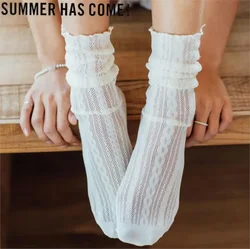 Calcetines largos ahuecados para mujer, medias de malla fina, suaves y a la moda, Sexy, Verano