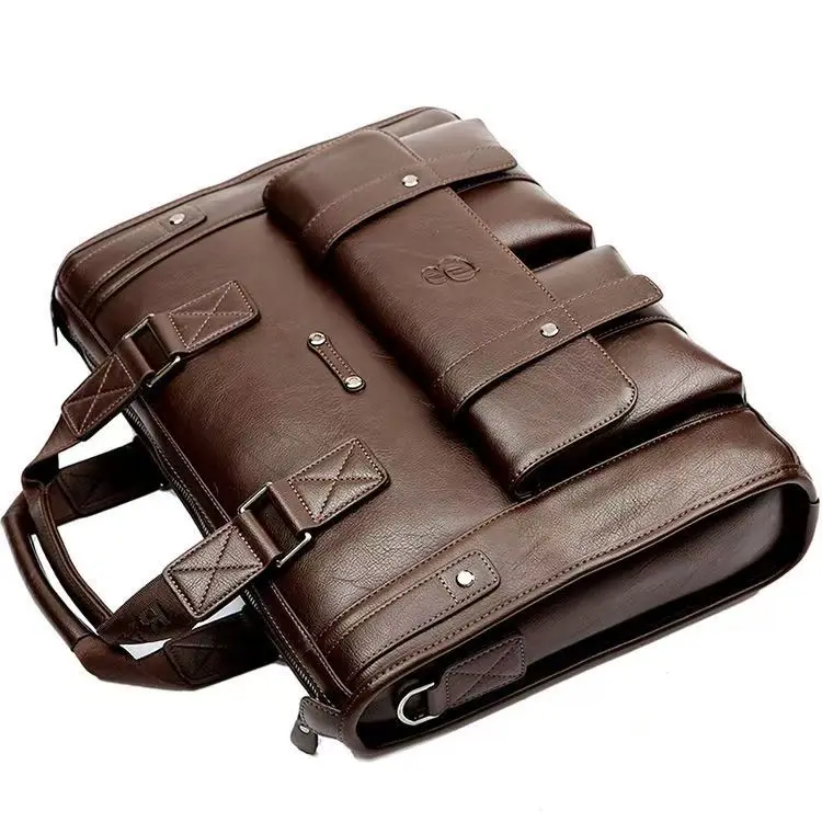 2027 New Luxury Leather Business Men's Briefcase Male Shoulder Bag Brand Men Messenger Bag Travel Computer Bag 14 15.6 Inch