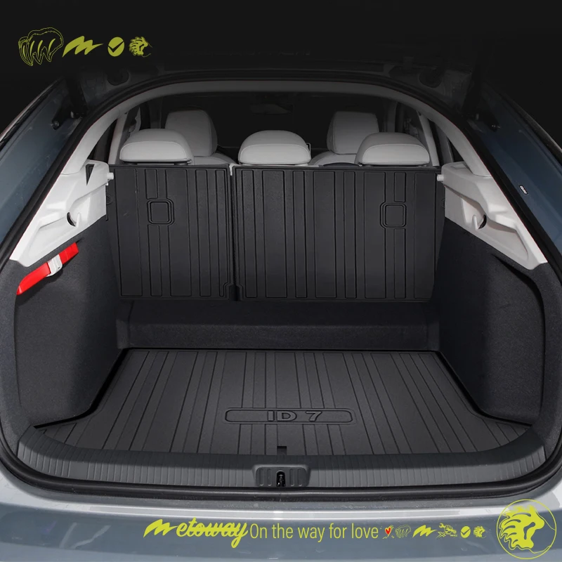 For VW ID.7 VIZZION 2023-2024 Custom Fit Car Trunk Mat All Season Black Cargo Mat 3D Shaped Laser Measured Trunk Liners