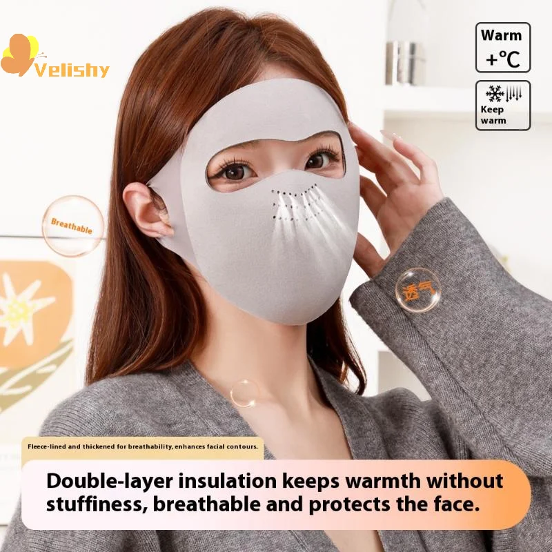 Inverno máscara de aquecimento facial completa máscara lavável traceless respirável máscara à prova de poeira engrossado equitação ao ar livre esqui