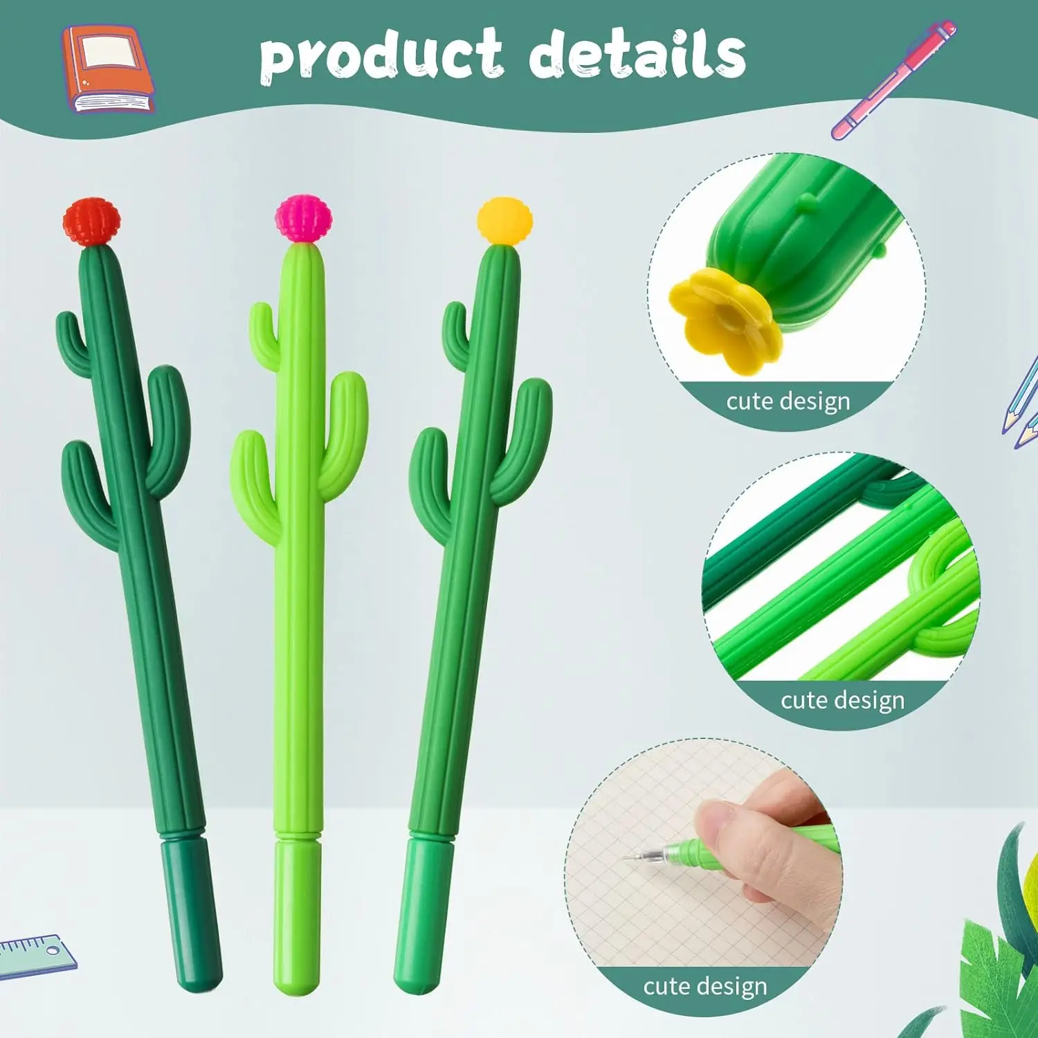 Гелевые Ручки С КАКТУСОМ, 0,5 мм, 36 шт.