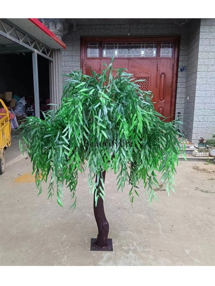 Simulation willow indoor and outdoor decoration fake tree green leaves weeping willow tree green plants landscaping props