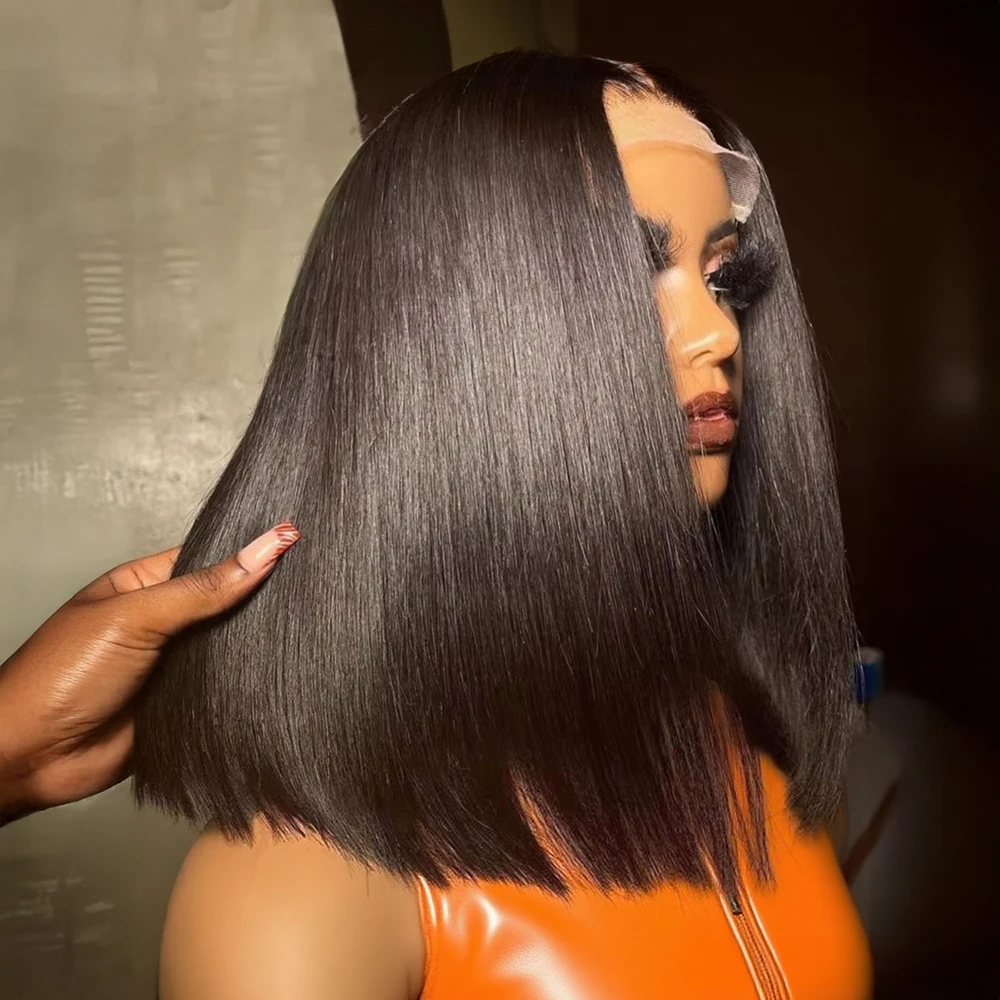 

250 Плотность 13x6 HD Прозрачный кружевной фронтальный костяной прямой короткий парик Боб 13x4 Бесклеевые парики из человеческих волос Предварительно выщипанные Готовые к ношению