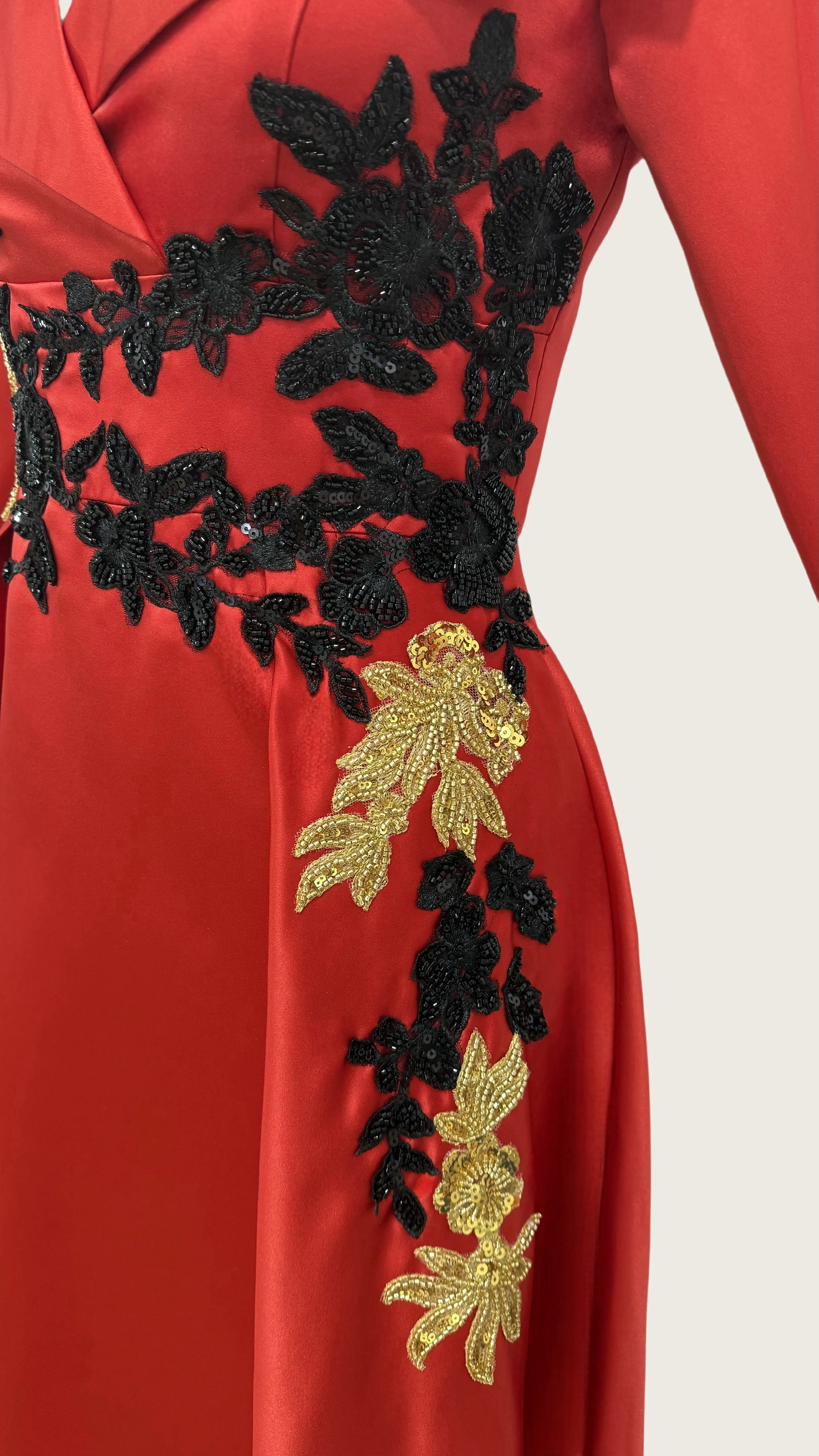 A-Line Christmas Vintage Evening Gown Elegant Dress Formal Floor Length 3/4 Length Sleeve with Appliques Beading 2024