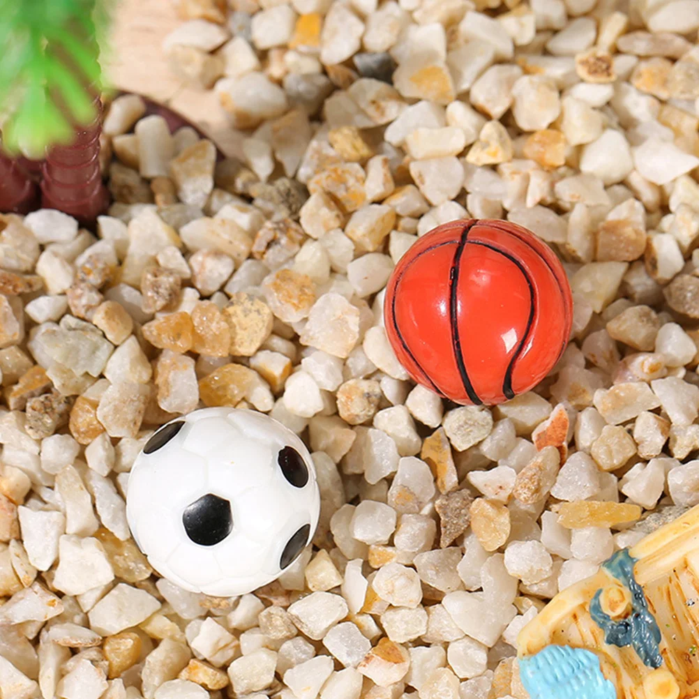 10 Pcs Toy Micro Landscape Ornaments Miniature Sports Balls DIY Crafts Accessory Playground Decors Basketballs Soccer Model