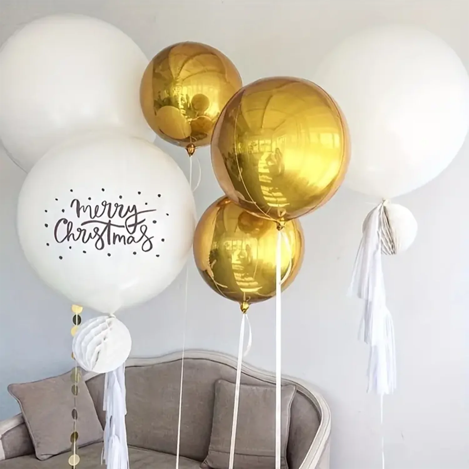 10Pcs 10 Inch Gold 4D Aluminum Foil Balloon Wedding Birthday and Happy New Year Decoration