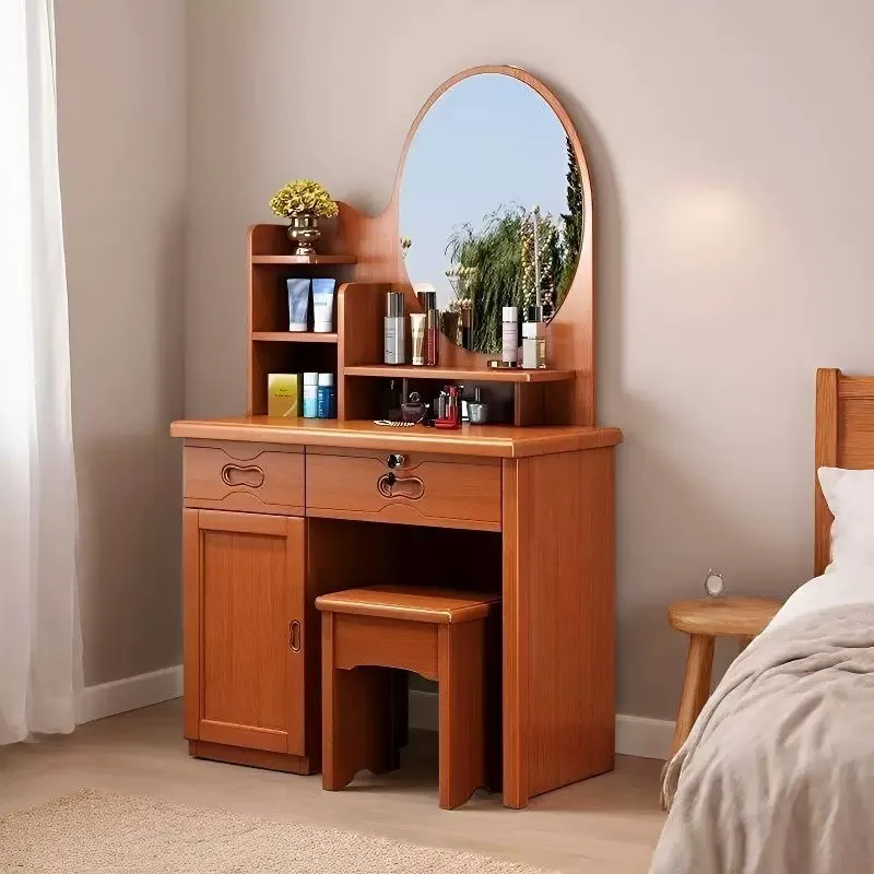 American modern solid wood oak dresser mirror luxury dresser bedroom furniture clamshell dressing table hotel living room