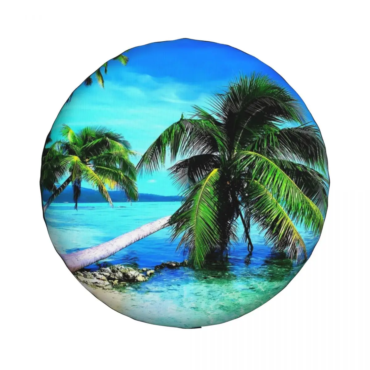 Tropical Palms Trees Ocean Beach Spare Tire Cover for Jeep Pajero SUV RV Car Wheel Protectors Accessories 14" 15" 16" 17" Inch