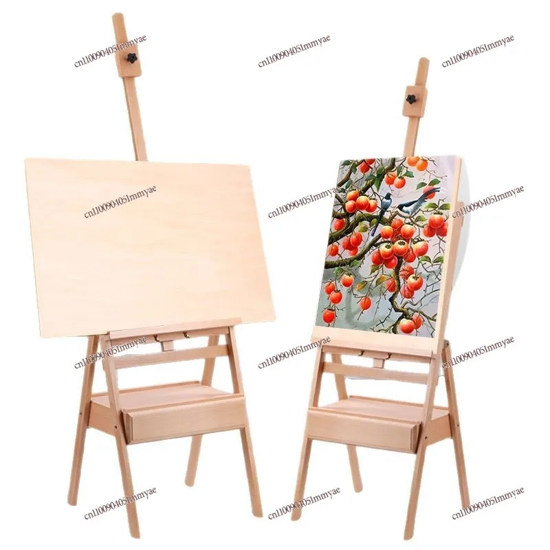 

Solid Wood Drawer Easel Art Student Drawing Board with Shelf Box Display Rack Drawing Board Easel