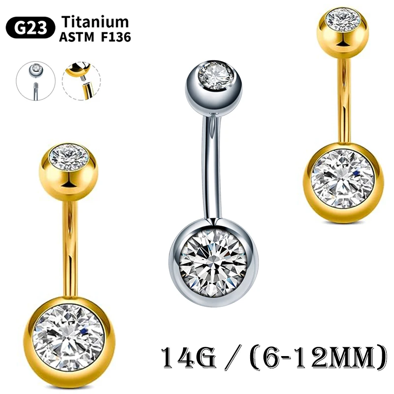 

10Pcs/lot G23 Titanium Belly Button Piercing Navel Earring Goth Crystal Belly Piercing Jewelry for Sexy Women Navel Piercing 14G