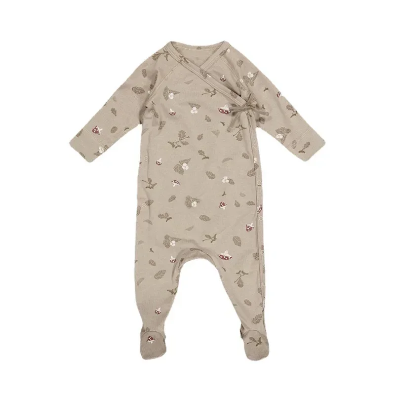 Baby Jumpsuit for Spring and Autumn New Boys and Girls Baby Cotton Printed Rompers Newborns Rope Tied Rompers