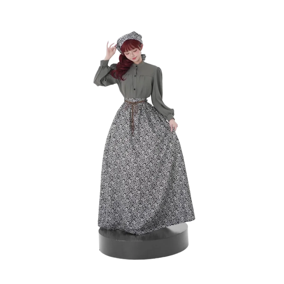 

Palace medieval retro Renaissance beer festival Bavaria gray floral dress masquerade party stage performance cosplay costume