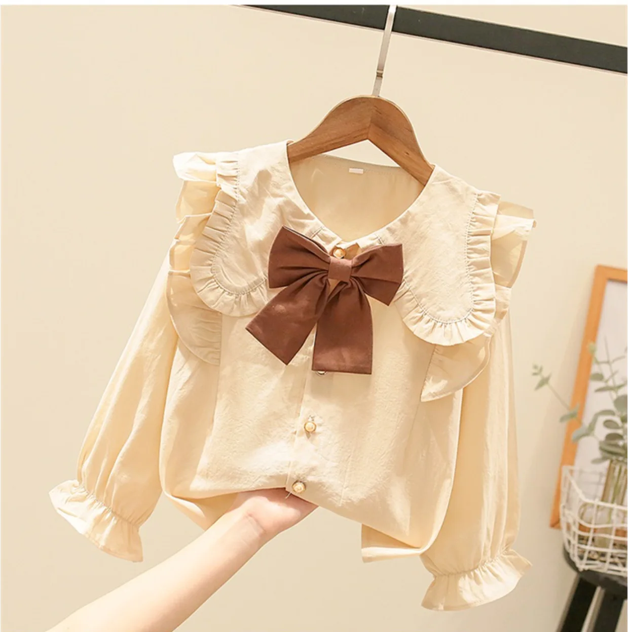 2023 spring  autumn children  girls clothing suits Kids  bowknot long-sleeved Blouse Shirts + Pants2pcs Clothes sets