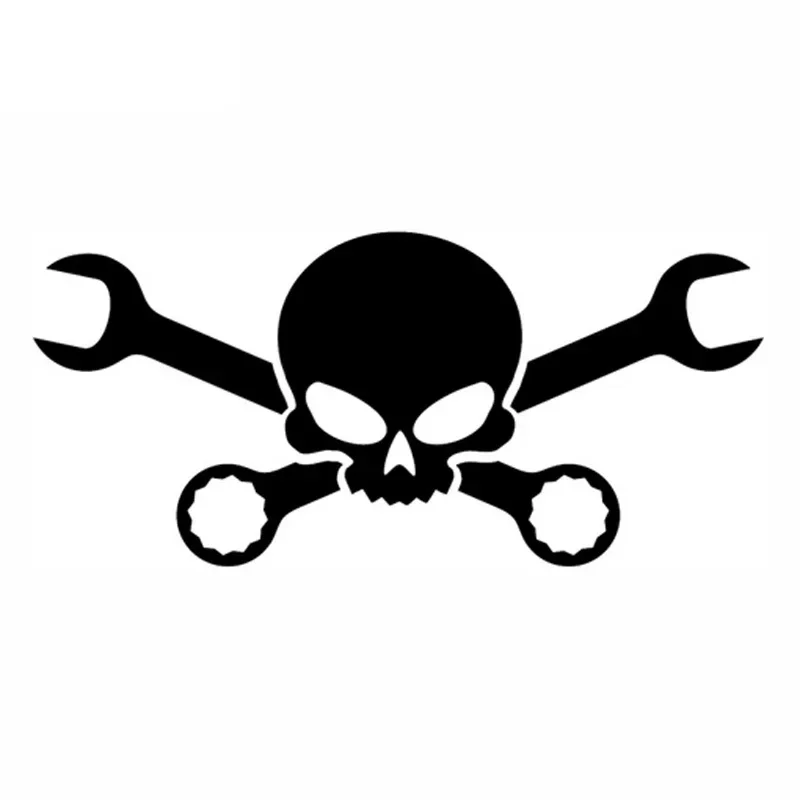 

Car Stickers Skull Wrench Pirate Tool PVC Car Styling Car Stickers Window Decals Waterproof Sunscreen Black/white,13cm*6cm