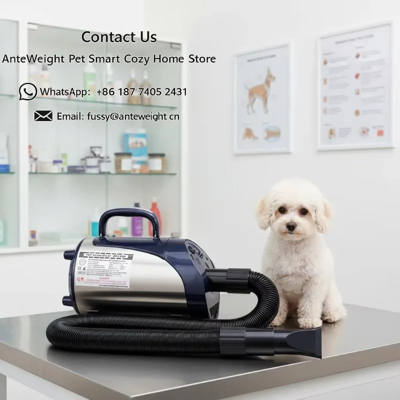 Pet Dryer with LCD Screen Adjustable Temperature Wind Speed Grooming Product for Dogs Cats