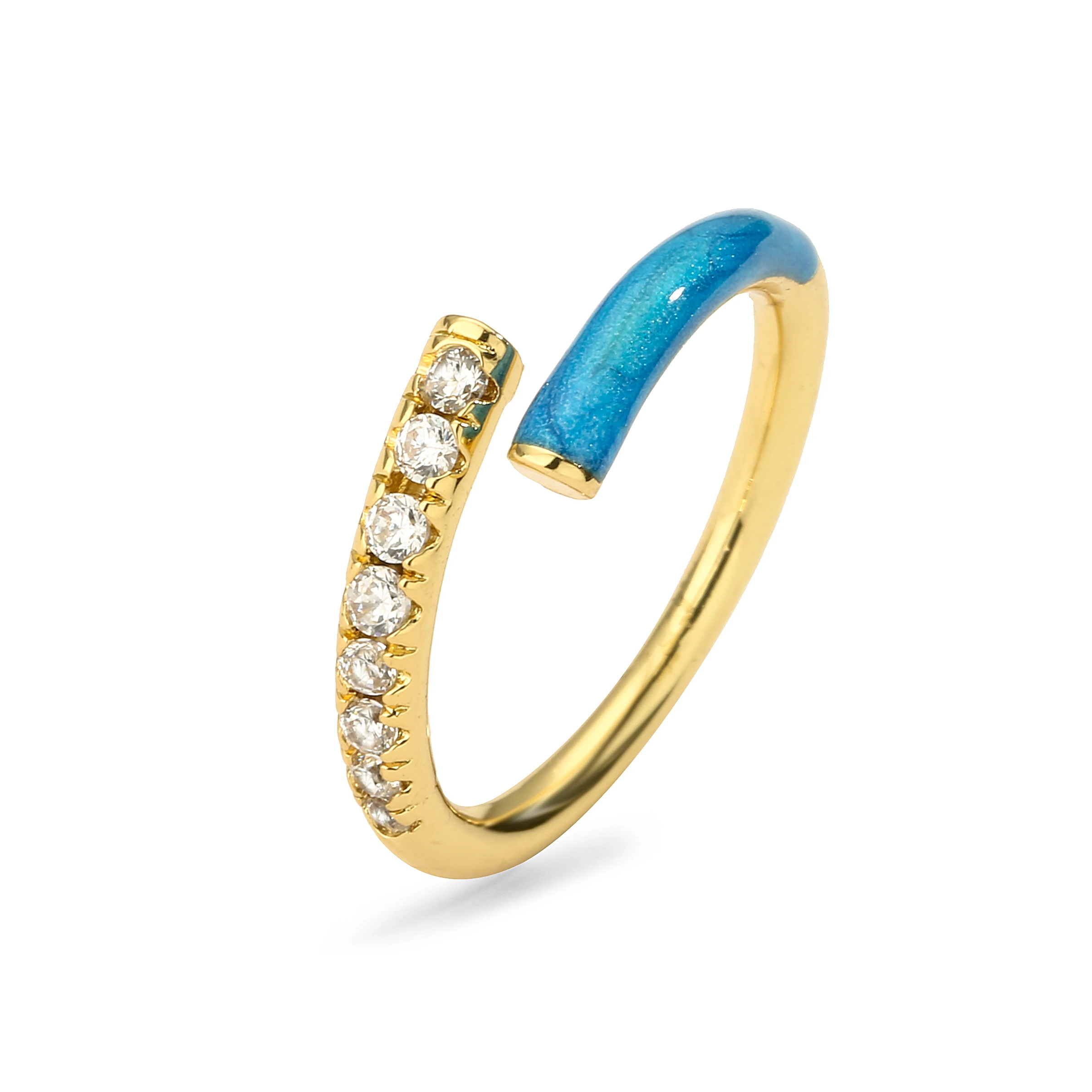 HECHENG ، صيف جديد ملون النيون المينا مفتوحة تعديل البنصر للنساء الفلورسنت موضة النحاس الزركون مجوهرات