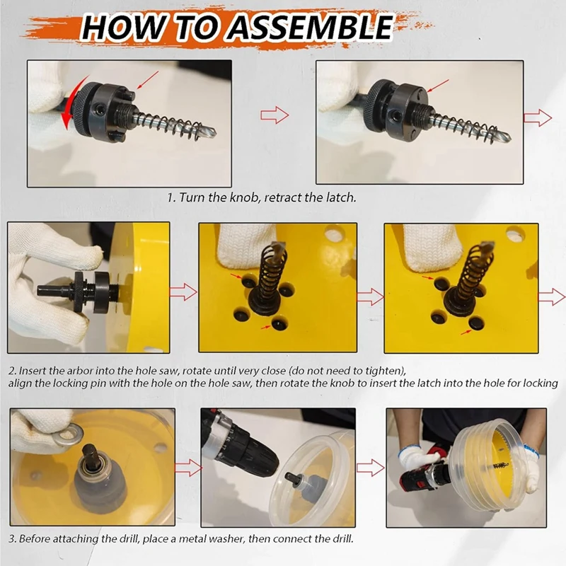 6-19/64 gatenzaag voor inbouwverlichting, gatenzaag stofbak voor inbouwverlichting 6 inch inclusief 3/8 inch zeskantschacht en SDS plus prieel