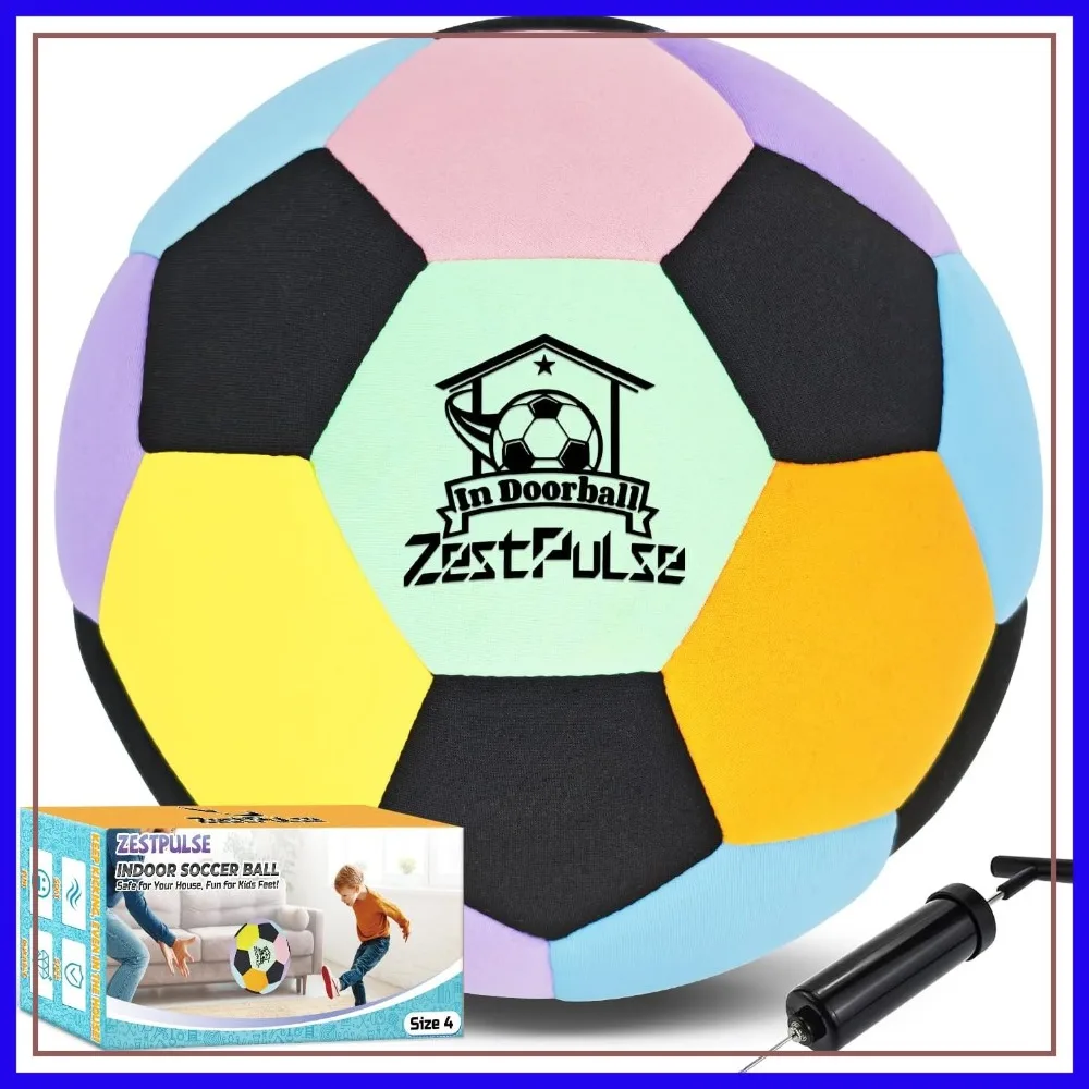 

Soft Indoor Soccer Ball Size 4 - Silent Training Ball for Kids & Teens, Safe for Home Use Ages 3-12