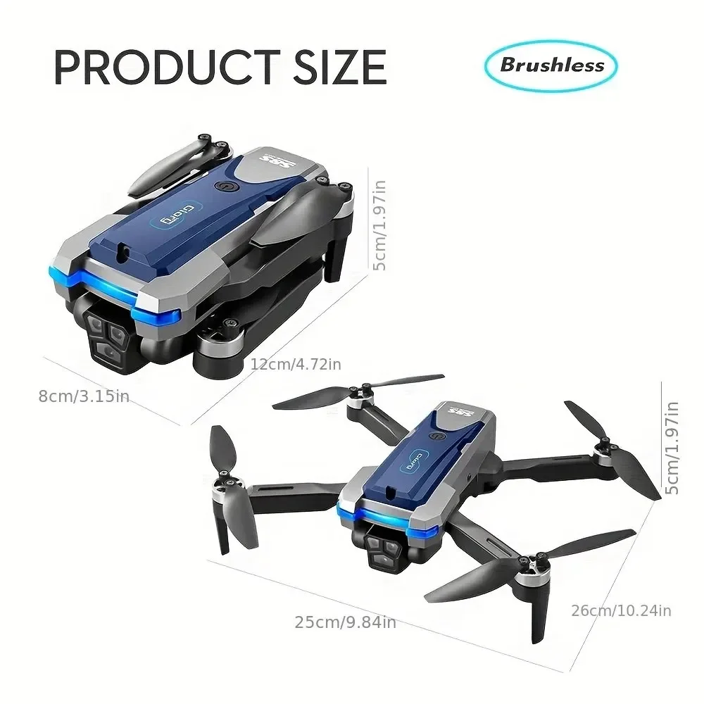 S8S GPS Drone 5G Wifi 8K HD Podwójna kamera ESC Przepływ optyczny 360° °   Unikanie przeszkód Bezszczotkowy silnik RC Składany quadcopter 9000M