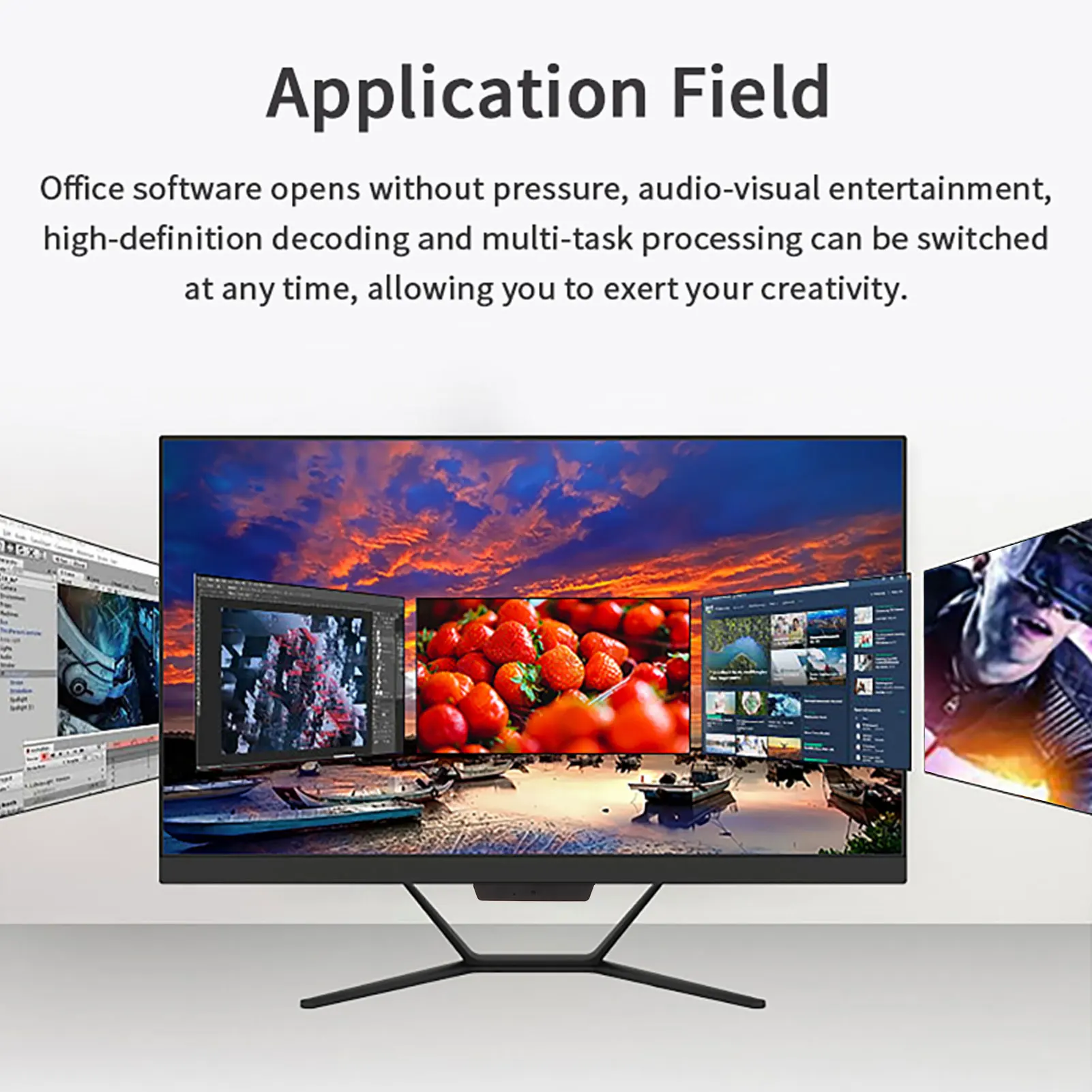 سطح مكتب 23.8 بوصة أسود قابل للمس لوحدة المعالجة المركزية Intel 1920x1080 HD شاشة كبيرة لنظام التشغيل Windows10 مع كاميرا الكمبيوتر