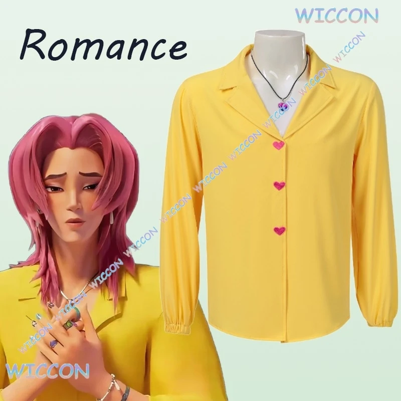 

[Dunayskiy]Romance Saja Boys Косплей Демоны Kpop Hunters Heart Желтая рубашка Neacklace Парик Мужская одежда Хэллоуин Карнавал Вечеринка S