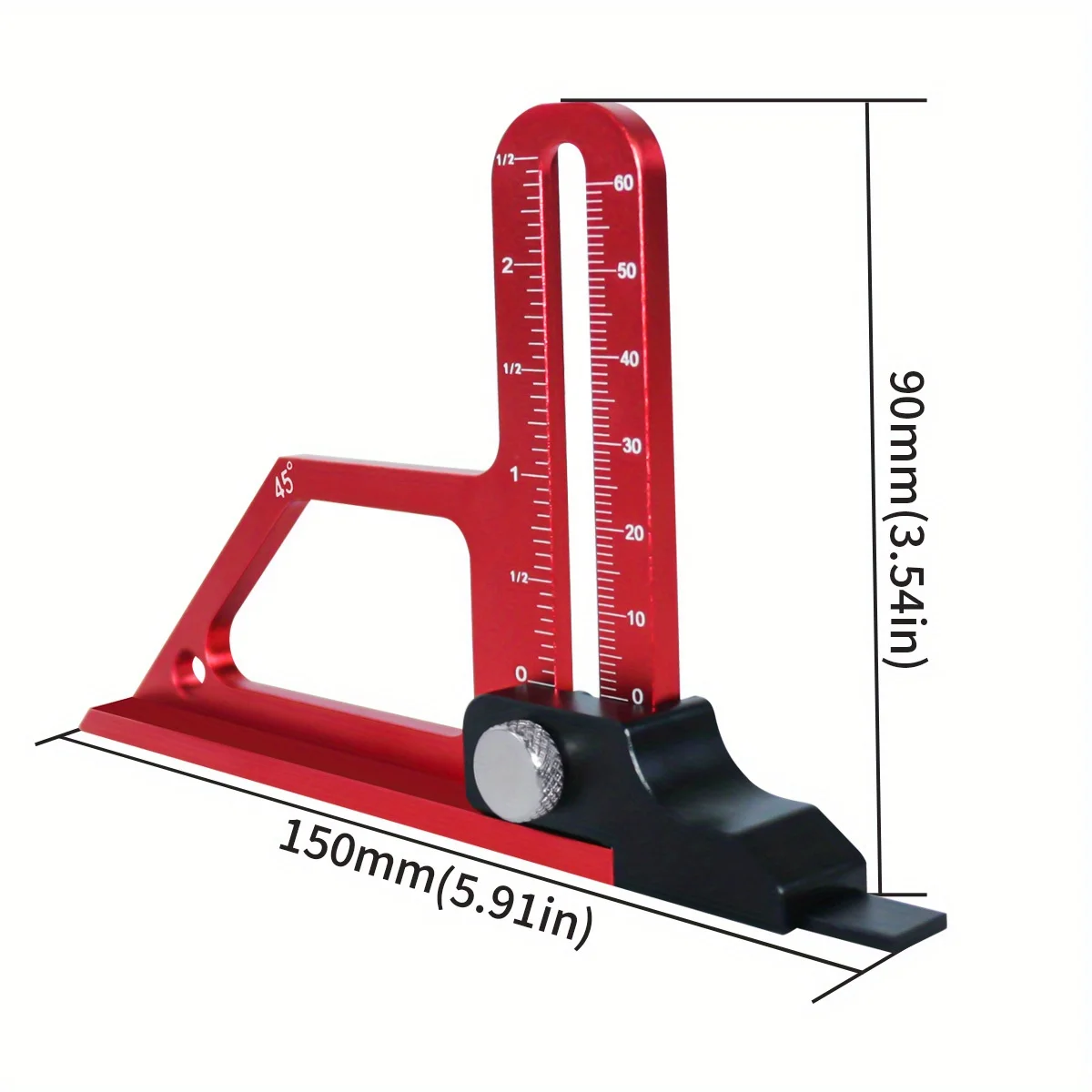 Router Table Height Gauge 0-60mm Adjustable Table Saw Depth Gauge W- CNC Laser Scale And Height Lock Aluminum Measuring Gauge