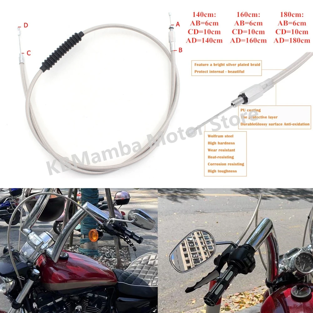 For Harley Sportster Iron XL883 XL1200 48 72 Custom SuperLow 2011-15 Clutch Line 140CM/160CM/180CM Motorcycle Parts Clutch Cable