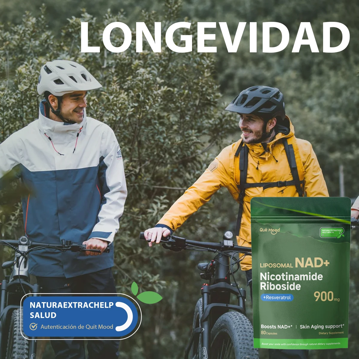 Quitmood Nr900 - معزز ليبوسومال ناد + معزز مع ريبوسيد النيكوتيناميد والريزفيراترول والت Quercetin - مكمل عالي النقاء مضاد للشيخوخة للبشرة والطاقة - 60 كبسولة