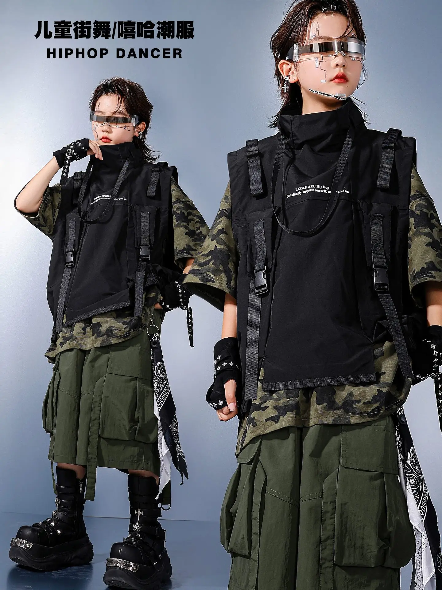

Boys Clothes Hip Hop Jazz Dance Costumes Kid Loose Jacket Camouflage Tops Shorts Practice Street Dance Wear Clothes DQL11180