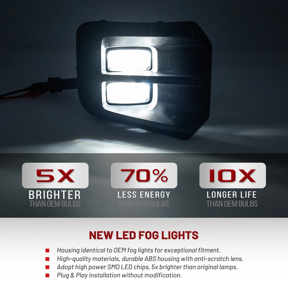 LED Fog Light Assembly white light for 2016-2023 Toyota Tacoma TRD PRO Off-Road Sport Dual Beam Replacement Upgrade Assembly Kit