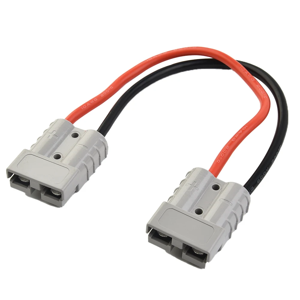 UL94 V0 Rated Double-Head DC Charging Connector 50A 600V with Silver-Plated Copper Contacts for 10AWG Cable Assembly