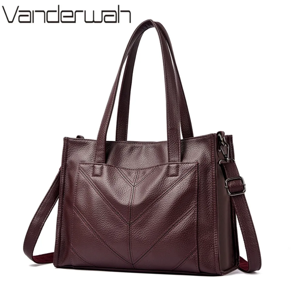 

Top Quality Women's Soft Pu Leather Tote Bag Large Capacity Shoulder Crossbody Bags for Women Work Daily Use with Multi Pockets