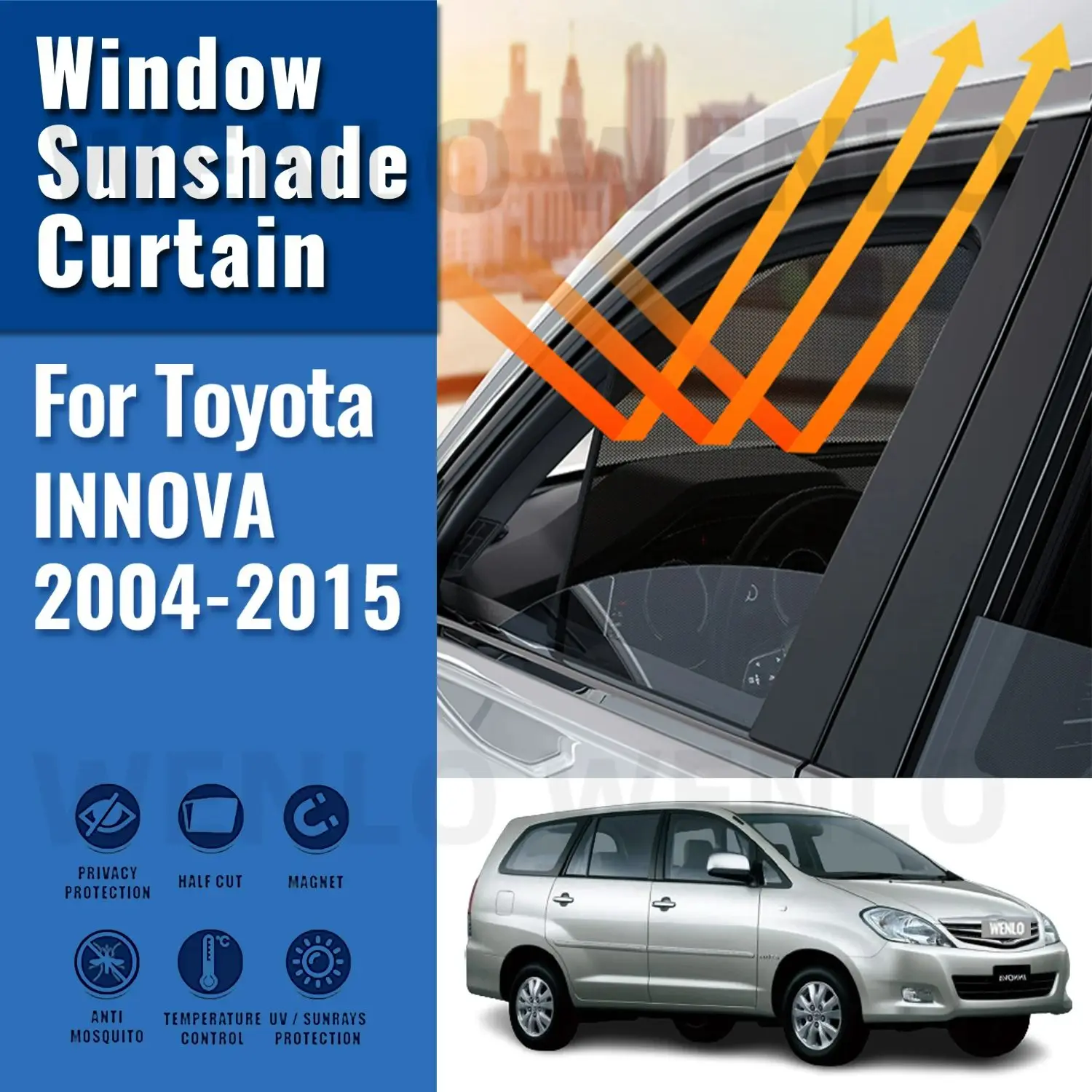 

For Toyota INNOVA AN40 2004-2015 Car Sun Visor Accessories Window Windshield Cover Sunshade Curtain Mesh Shade Blind Custom