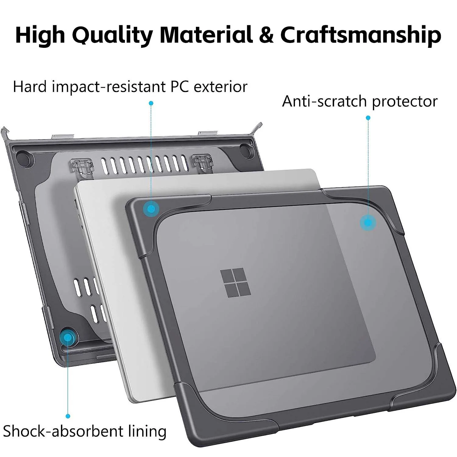 for Microsoft Surface Laptop Go 2 case 12.4 Anti-crack Cover Protector Shell Heavy Duty Cover with Fold Kickstand