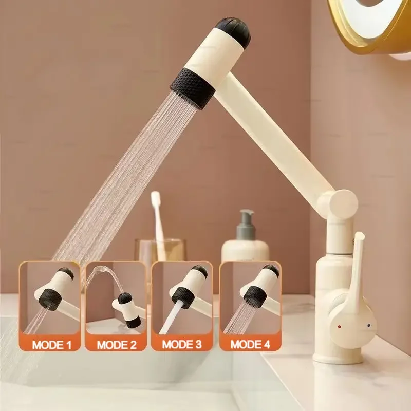 

Multi Functional 4 Modes Basin Faucet Rotation Hot and Cold Mixer Desk Mounted Tap Stream Sprayer Water Upwards for Bathroom