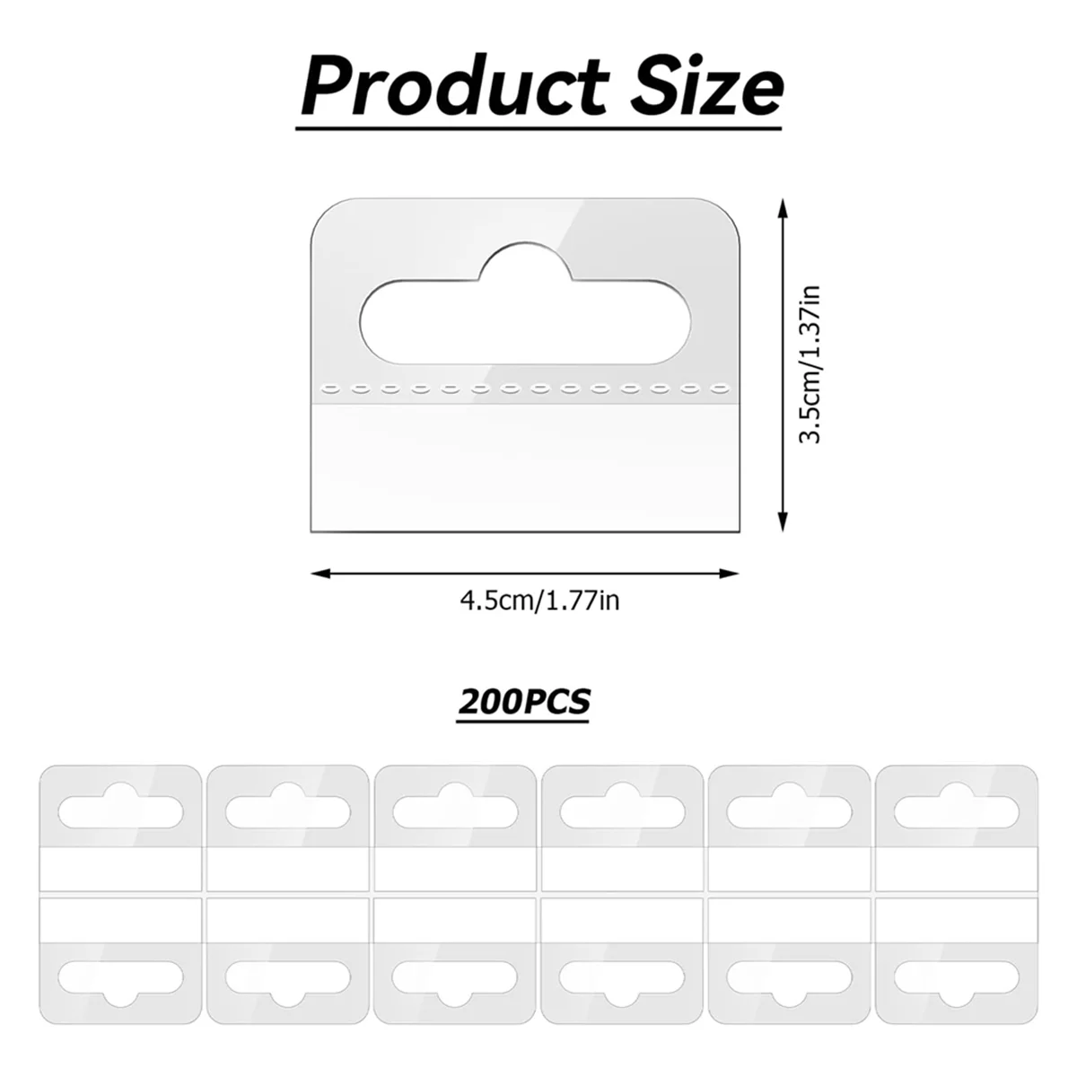 Lengüetas colgantes adhesivas transparentes, 200 piezas, agujero de ranura, etiquetas colgantes de plástico autoadhesivas, 4,5X3,5 cm